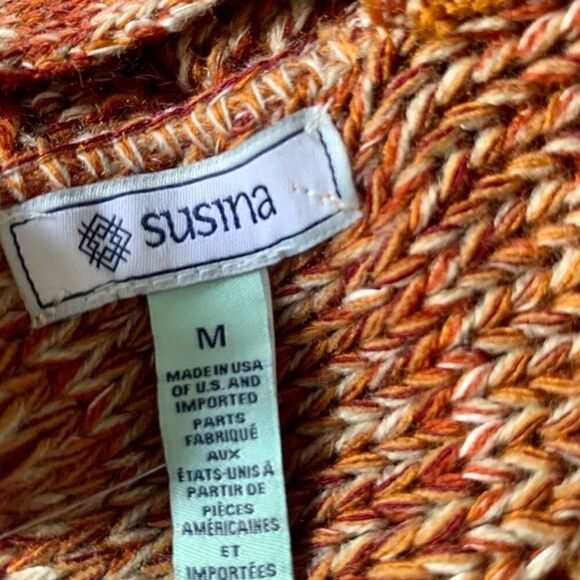 Susina Rust Marbled V-Neck Knit Sweater. Size Medium - Picture 11 of 11